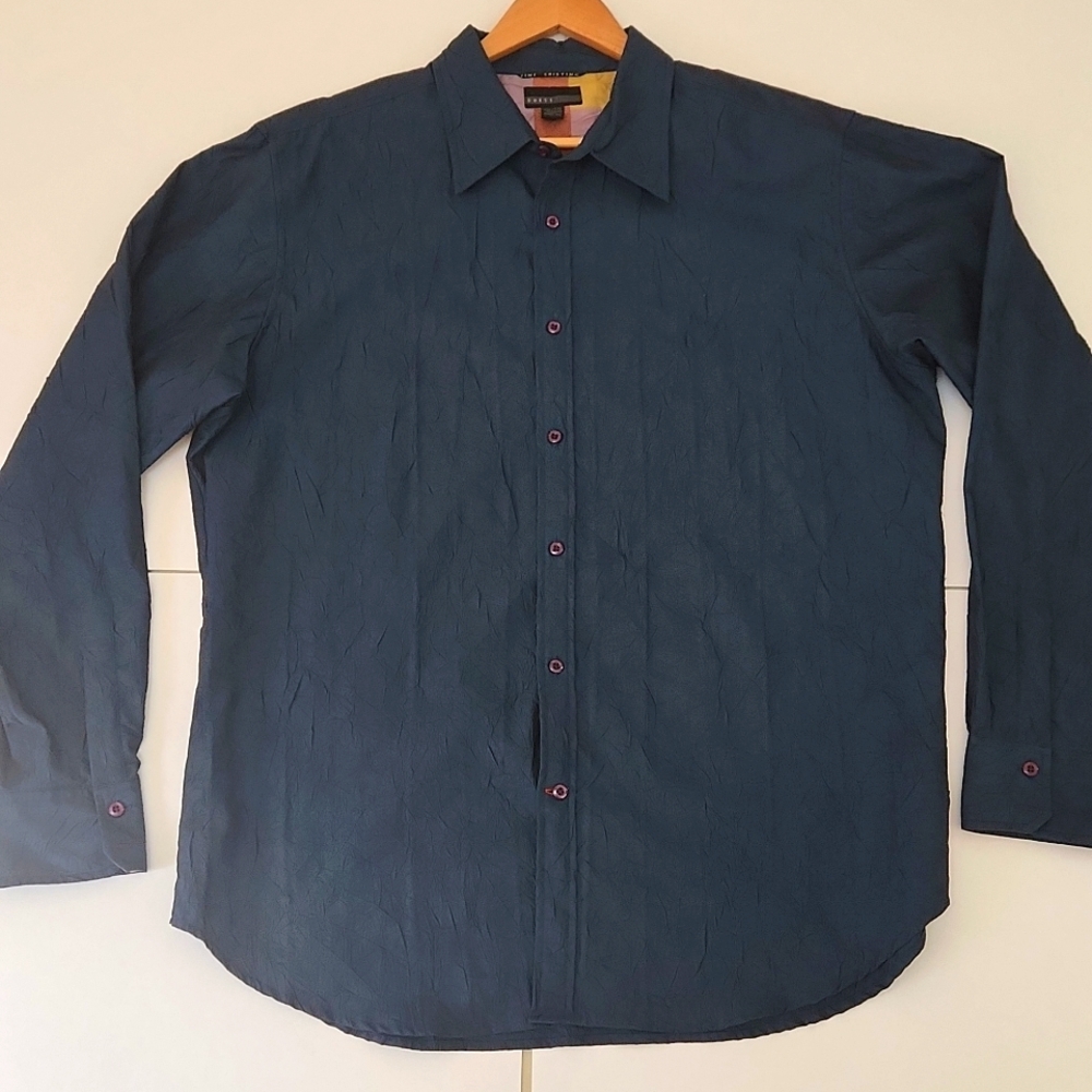 Vintage Men's Guess Fine Shirting Crinkle Texture Button Down Shirt XXL